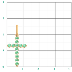 3151sw9 - Крестик из золота 585 пробы с  фианитами LUX Fancy Light Green