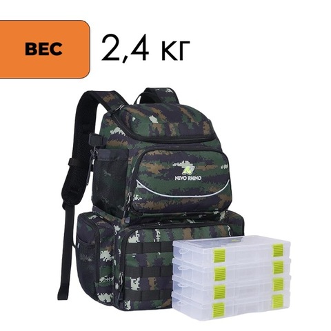 Картинка рюкзак рыболовный Nevo Rhino 9106-NW Camo black green - 3