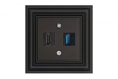 Розетка HDMI USB черный матовый LIREGUS RETRO