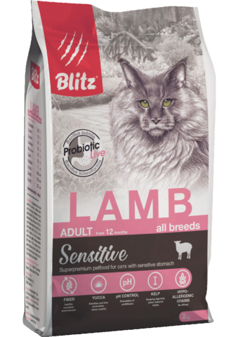 Blitz Adult Cats сухой корм для взрослых кошек (ягненок) 2 кг