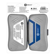 Набор бит и головок с трещоткой КОБАЛЬТ 39 пр.,CR-V (24 биты, 9 головок, трещотка, отв.рук., 2 удл., шарнир, держ.бит) (915-083)