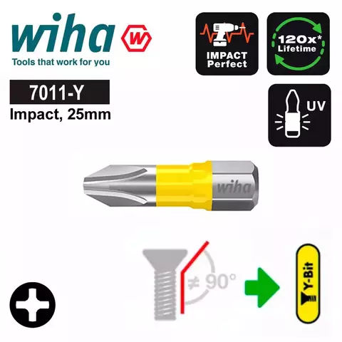 Бита PH1 х25мм Impact(ударная) Y-Bit(lWOOD) Wiha 7011Y 41585