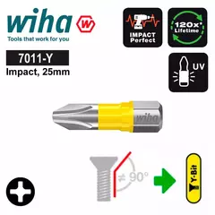 Бита PH1 х25мм Impact(ударная) Y-Bit(lWOOD) Wiha 7011Y 41585