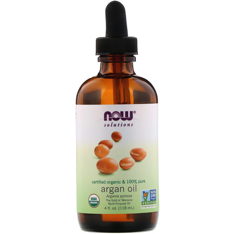 Now Foods, Solutions, сертифицированное на 100% чистое органическое аргановое масло, 118 мл (4 жидк. унций)