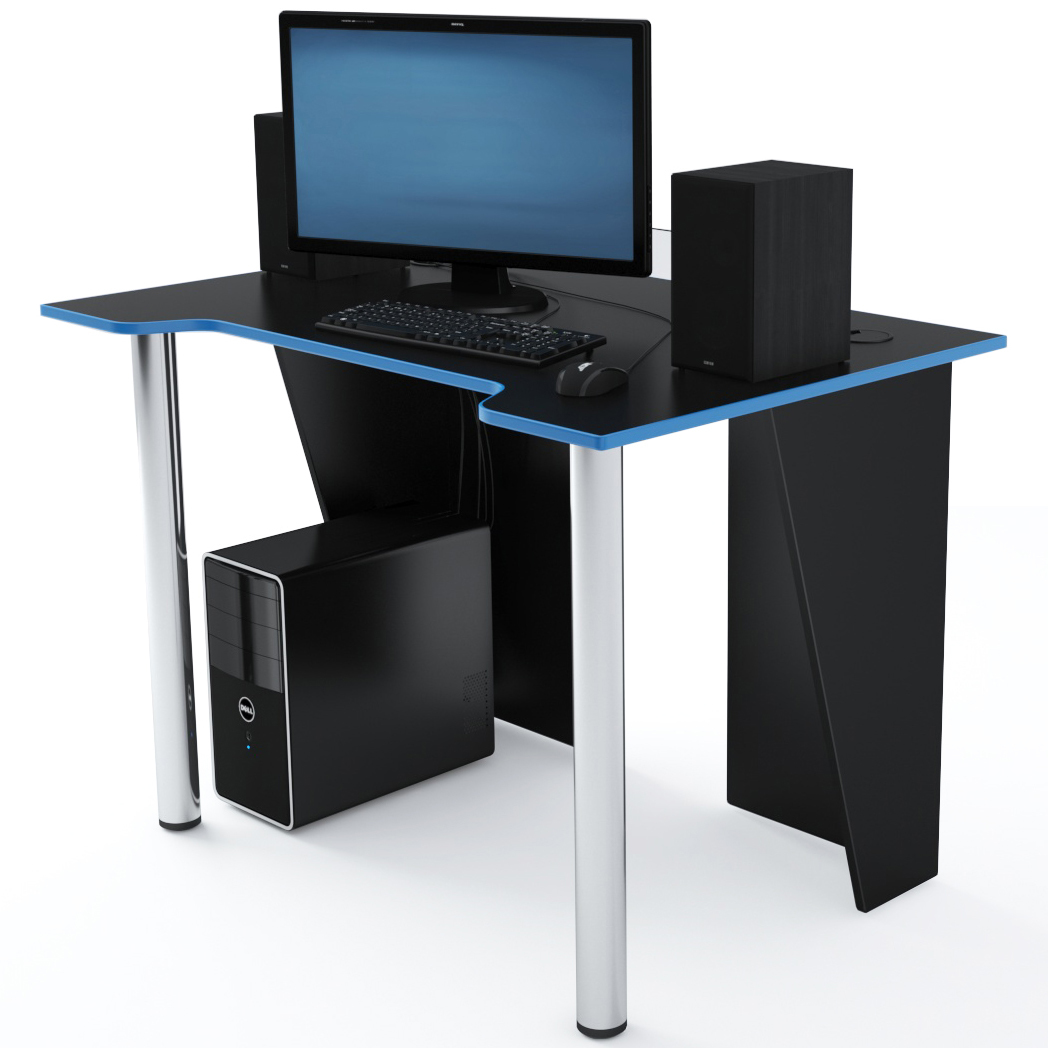 Стол Компьютерный LevelUP 1100 Черный/Голубой - купить по выгодной цене |  Дизайн фабрика - производство компьютерных столов