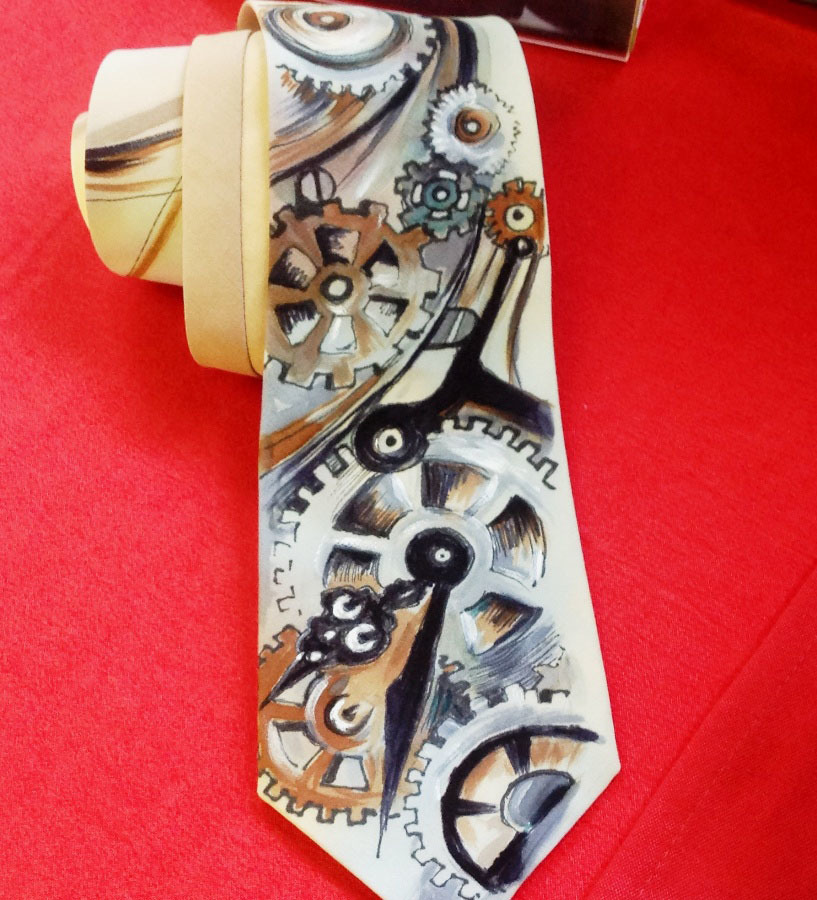галстук с рисунком часы