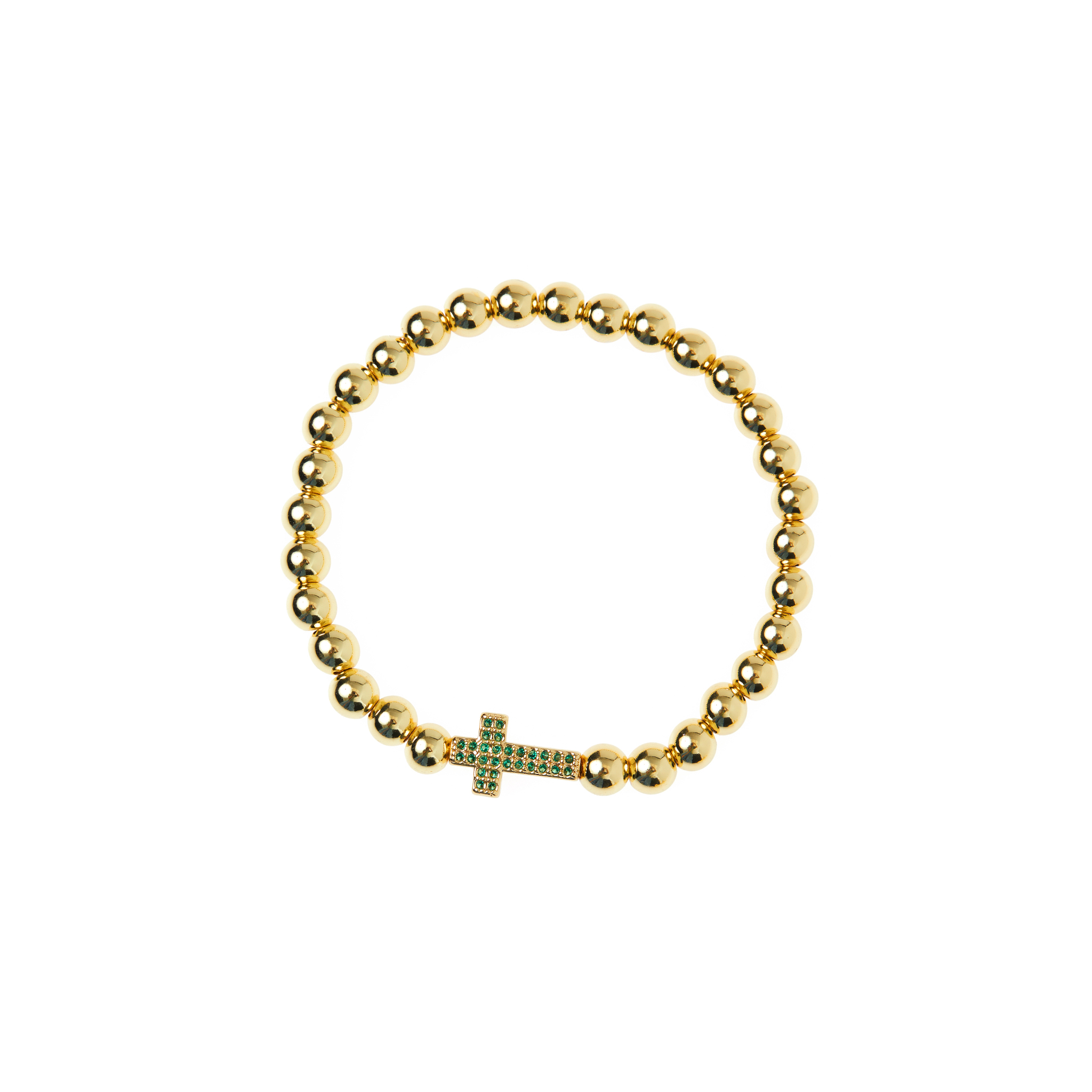 DÉJÀ VU Браслет Gold Crystal Cross Bracelet - Green цена и фото