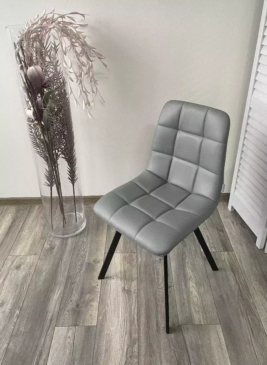 Стул CHILLI SQUARE HK017-12 серый джинсовый, PU/ черный каркас М-City