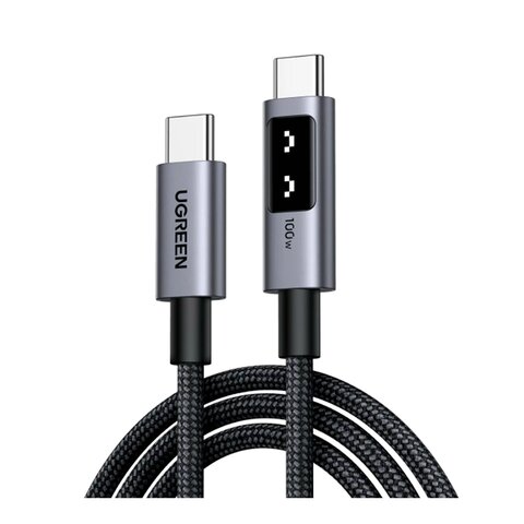 Кабель  UGREEN L509 (45612) UNO Type C 2.0 Male To Type C 2.0 Male 5A Data Cable, 0,5м, черный/серый