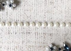 Тесьма жемчуг полубусины на нитке, d 6 мм, айвори