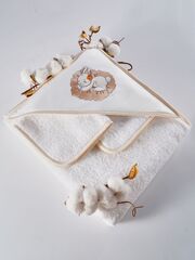Полотенце детское 120х120 Claire Batiste Atelier Зайчик на цветке для новорожденных с капюшоном