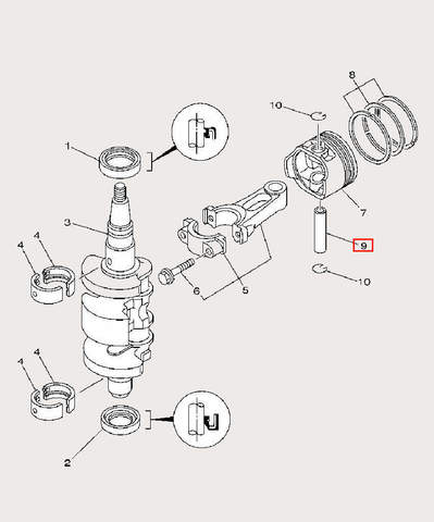 Палец поршневой для лодочного мотора F9,9 Sea-PRO
