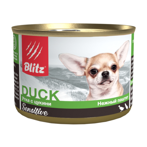 Blitz Sensitive Консервы для собак с уткой и цукини (Банка)