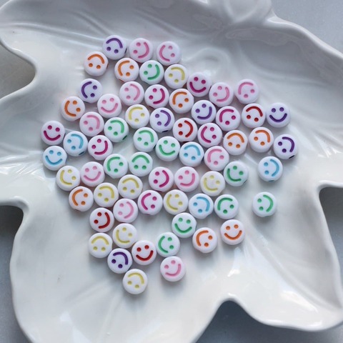 Бусины разноцветные со смайликами, 10 мм, набор 25 шт, S369-01