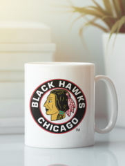 Кружка с рисунком НХЛ Чикаго Блэкхокс (NHL Chicago Blackhawks) белая 0012