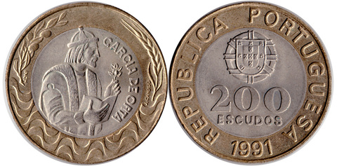 Португалия 200 эскудо 1991 xf