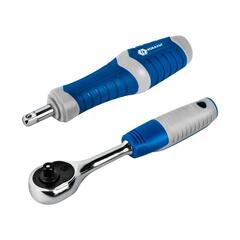 Набор бит и головок с трещоткой КОБАЛЬТ 39 пр.,CR-V (24 биты, 9 головок, трещотка, отв.рук., 2 удл., шарнир, держ.бит) (915-083)