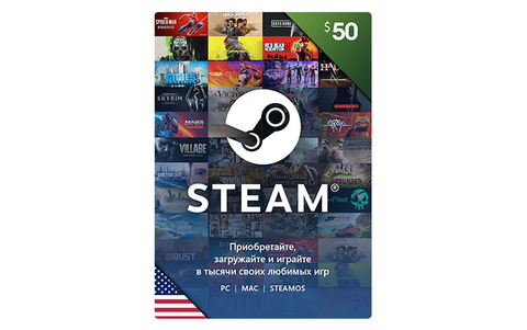 Карта оплаты Steam 50 USD USA [Цифровая версия] (для ПК, цифровой код доступа)