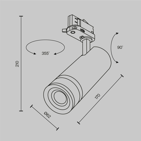 Трековый светильник Maytoni Focus zoom TR198-3-20W2.7K-Z-B