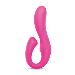 Розовый вибромассажер с клиторальным отростком Harmony Vibe - 16,8 см. - 