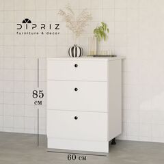 Кухонный модуль 60 см Авери с 3-мя ящиками, из МДФ и ЛДСП, белый