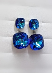 Серьги с кристаллами два квадрата, 6 цветов