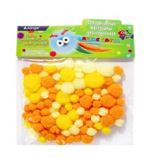 Декоративный материал Alingar, "Солнечные цвета" (оранж,желт,св-желт), пушистые помпоны, 80 шт, микс, пакет с европодвесом