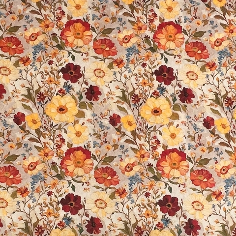 ЦВЕТОЧНАЯ ПАСТОРАЛЬ, БЕЖЕВЫЙ, КАРАМЕЛЬНЫЙ - 100% ХЛОПОК