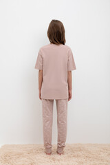 пижама  для девочки  КБ 2817/кофейный,воздушные сердечки