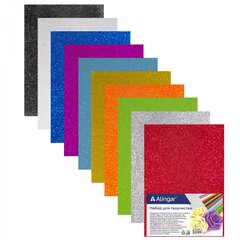 Материал для творчества фоамиран Alingar, А4, 2 мм, самоклеющийся, глитер, 10 цветов, ассорти, упаковка полиэтилен