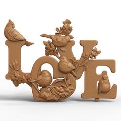Силиконовый молд № 489 LOVE ( с птицами)