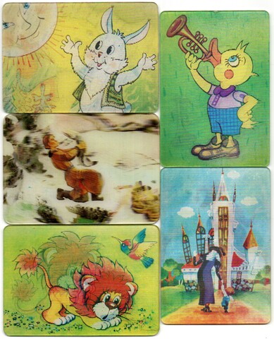 № 99 Набор из 5 переливных (стерео) Календариков . Мультфильмы СССР 1985 год.