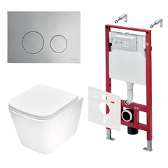 TECE K401111WCS TECEspring Base Комплект 4 в 1 инсталяция, панель смыва LT с круглыми кнопками, хром глянц., унитаз модель S фото