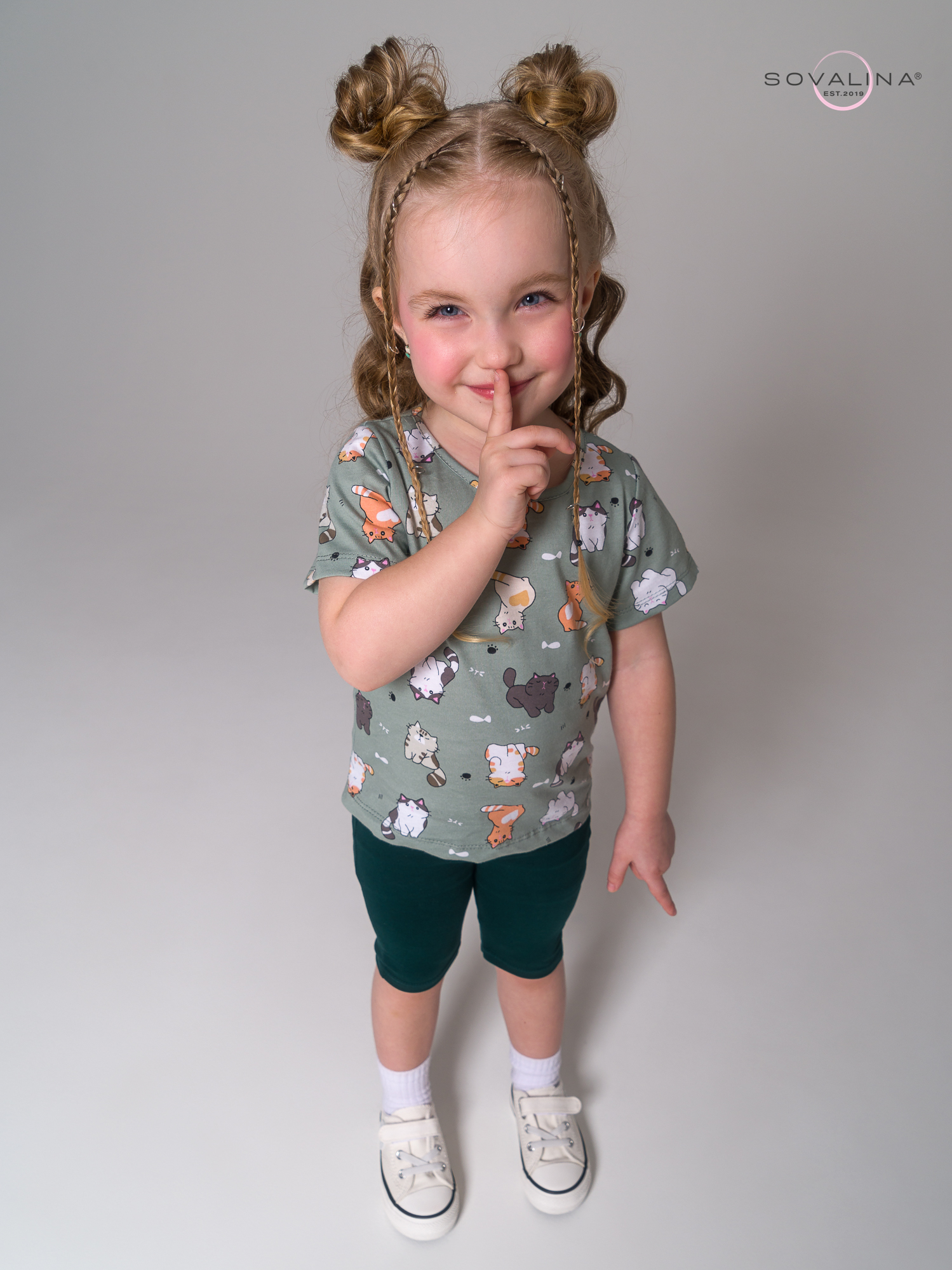 Костюм Актив котята хаки-изумруд