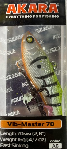 Воблер Akara раттлин Vib-Master 70 мм 16 гр. (4/7 oz 2,8 in) A 6