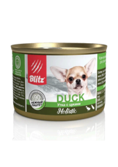 Влажный корм консервы Blitz Holistic Small Breed Duck with Zucchini «Утка с цукини» консервированный корм для собак мелких пород всех возрастов 24шт 200гр