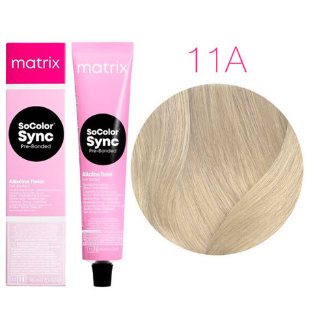 Matrix SoColor Sync Pre-Bonded 11A ультра светлый блондин пепельный, тонирующая краска для волос без аммиака с бондером