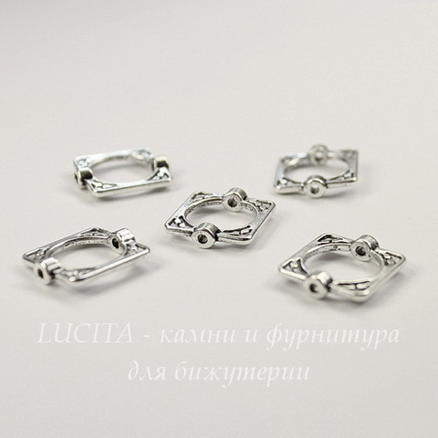 Рамка для бусины квадратная 16х14 мм (цвет - античное серебро), 5 штук