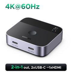 Переключатель  UGREEN AW503 (55452) USB-C+HDMI Switch 2 In 1 Out Up to 4K@60Hz, черный