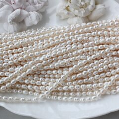 Жемчуг натуральный речной, рис, 4,8-6,8 мм, 1 нить, Ж022