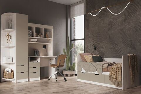 Детская Юниор-4 №4 Шарли Мокко/Дуб Крафт Белый