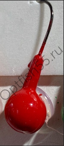 Джиг головка шар крашеный крючок Kumho2412 (Корея) 2гр (уп.10шт) цв.красный разм.4