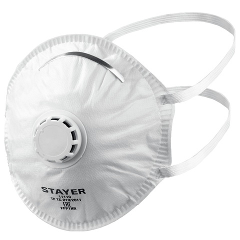 STAYER KV-80, класс защиты FFP1, коническая, фильтрующая полумаска с клапаном выдоха (11110)