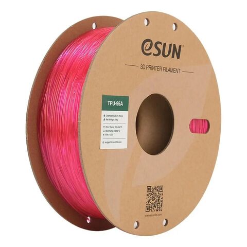Пластик для 3D-печати eSUN TPU-95A, 1,75 мм, 1 кг, прозрачный розовый, TPU-95A175T-P1P1