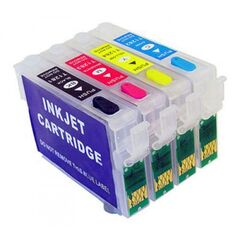 Перезаправляемые картриджи ПЗК Epson WF-3620DWF, WF-7110DTW, WF-7610DTW (T2711-T2714 / T2701-T2704), комплект 4 штуки с чипами