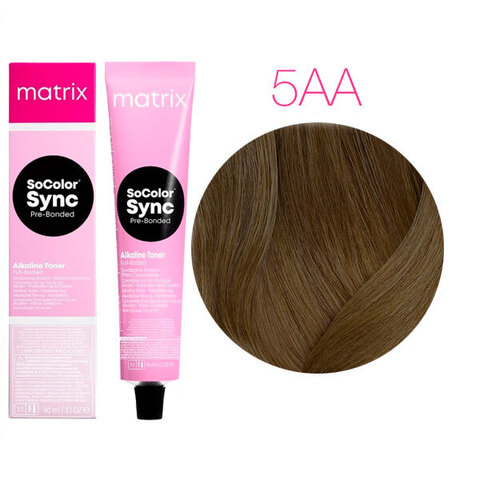 Matrix SoColor Sync Pre-Bonded 5AA светлый шатен глубокий пепельный, тонирующая краска для волос без аммиака с бондером