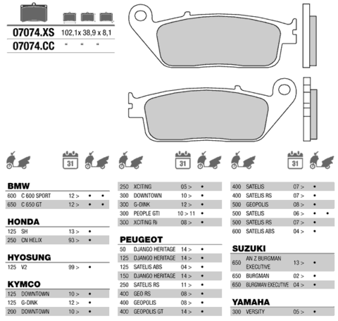 07074XS колодки тормозные МОТО(FDB570)