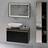 Шкафчик для накладной раковины Geberit Citterio, с одним выдвижным ящиком: B=88.4см, H=54.3см, T=50.4см, черный / глянцевое стекло, темный дуб / меламин, структура дерева