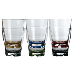 STACKABLE WATER GLASS – COLOURED BASE, PARTY 6 UN