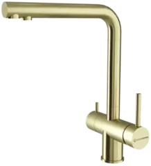 Смеситель Kuchenstern FOKUS-FS 401GL40 PVD Золото GL, подключение фильтра, выдвижной излив
